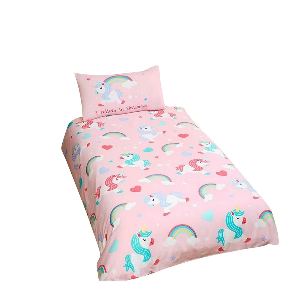 image 1 of Bedding & Beyond Childrens/Kids I Believe In Unicorns Duvet Cover Set - Pink - Single | Pink | Single