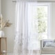 image 1 of Catherine Lansfield Meadowsweet Floral 55x72 Inch Tab Top Voile Curtain Panel White
