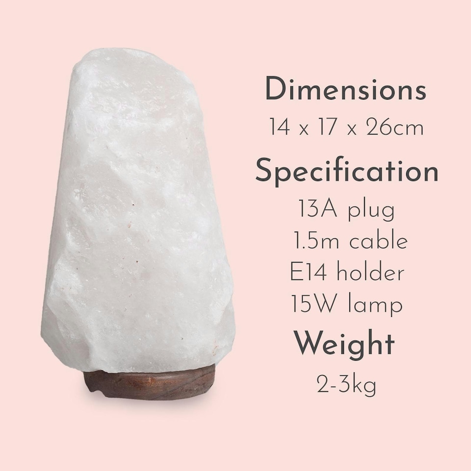 image 1 of Haven Dimmable White Himalayan Salt Lamp on a Premium Wooden Base - Mood Light and Home Decor Accessory (Medium)