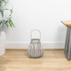 image 2 of JVL Luna Set of 2 Natural Bulb Shaped Willow Wood Lantern With Wooden Handle, Grey Wash