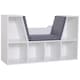 image 1 of HOMCOM Bookcase Storage Shelf with Cushioned Reading Seat, Cube Bookshelf Organizer for Bedroom Living Room, White