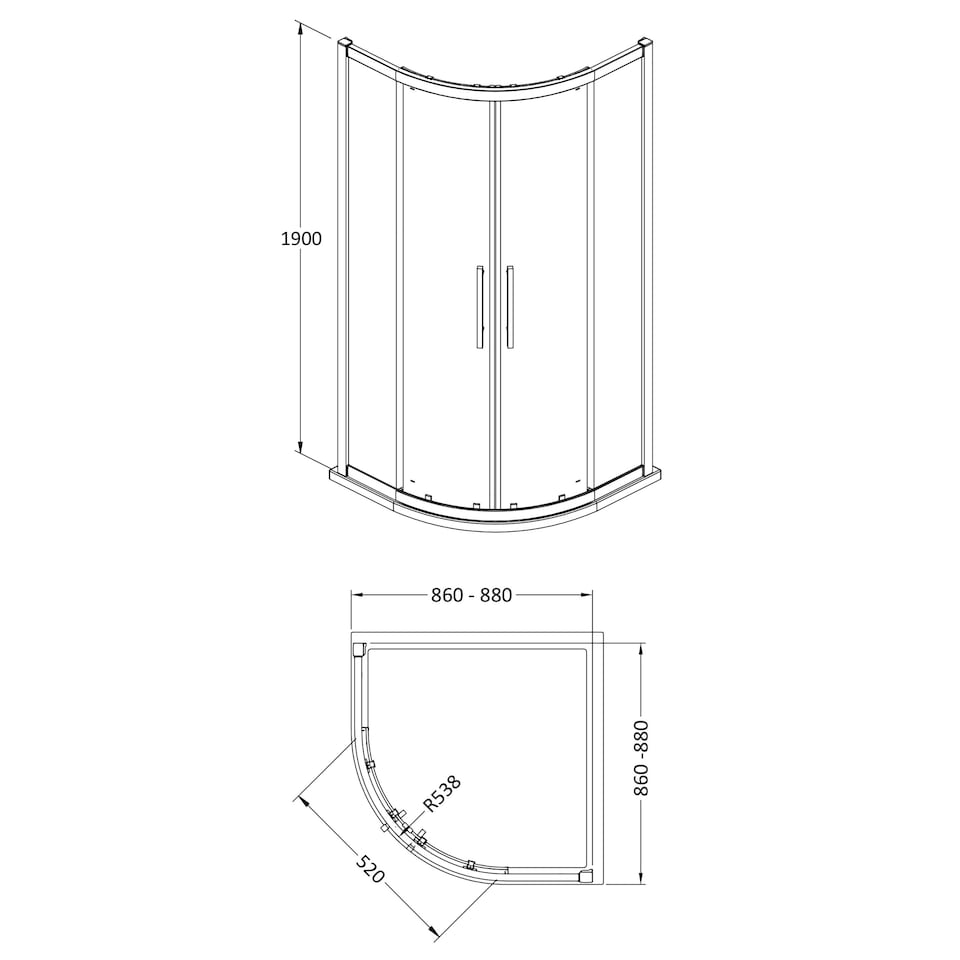 image 1 of Balterley Sonic Shower Side Panel with Toughened Safety Glass and Easyfit Assembly System