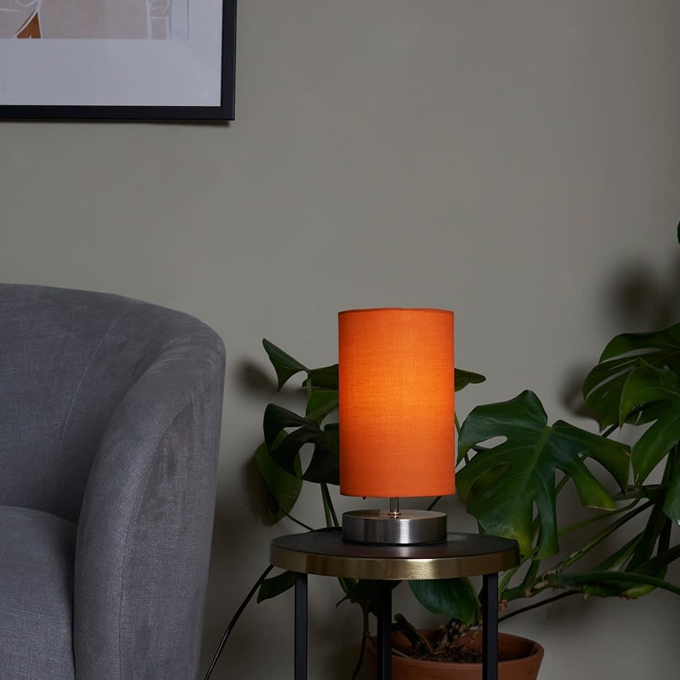 image 1 of ValueLights Francis Chrome Touch Table Lamp Orange Shade