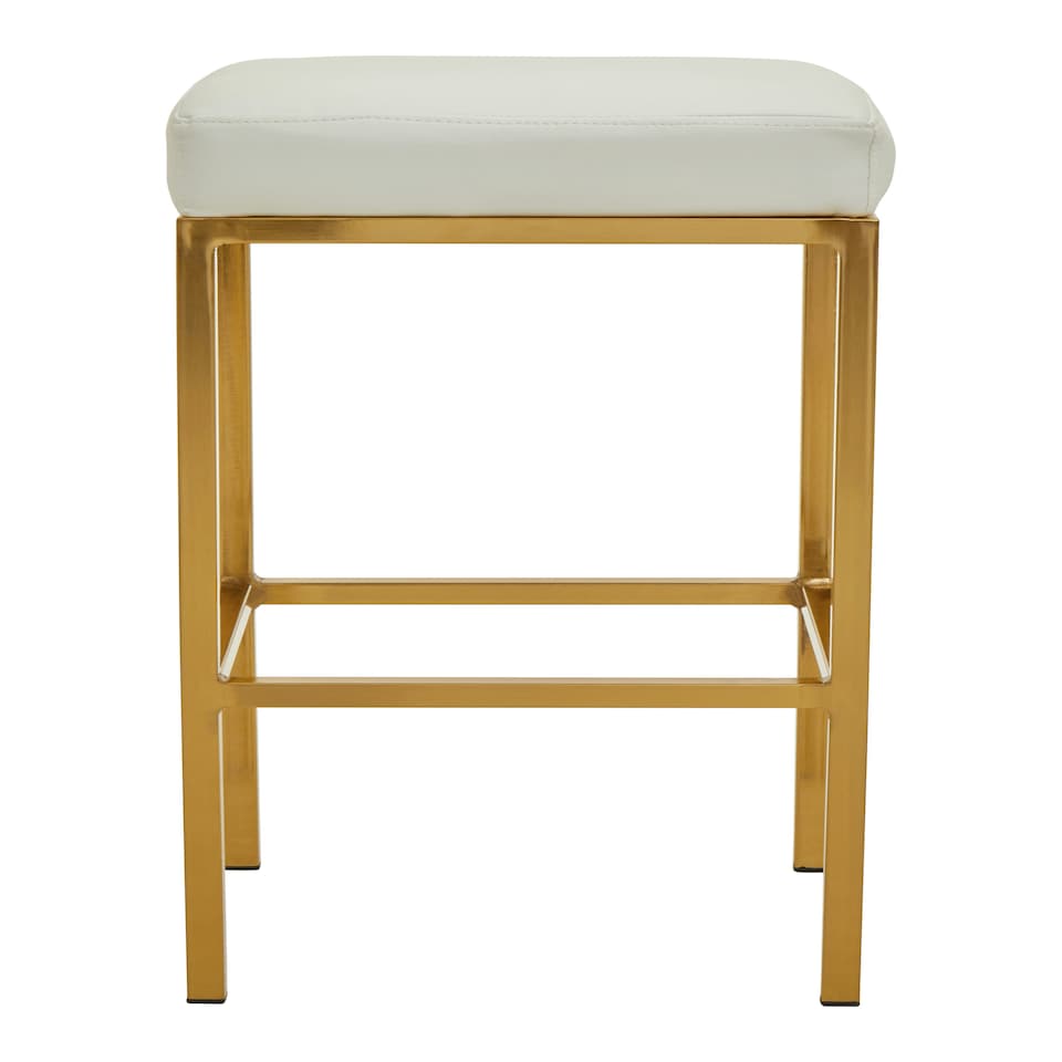image 1 of Interiors by Premier Baina White Pu And Gold Finish Bar Stool