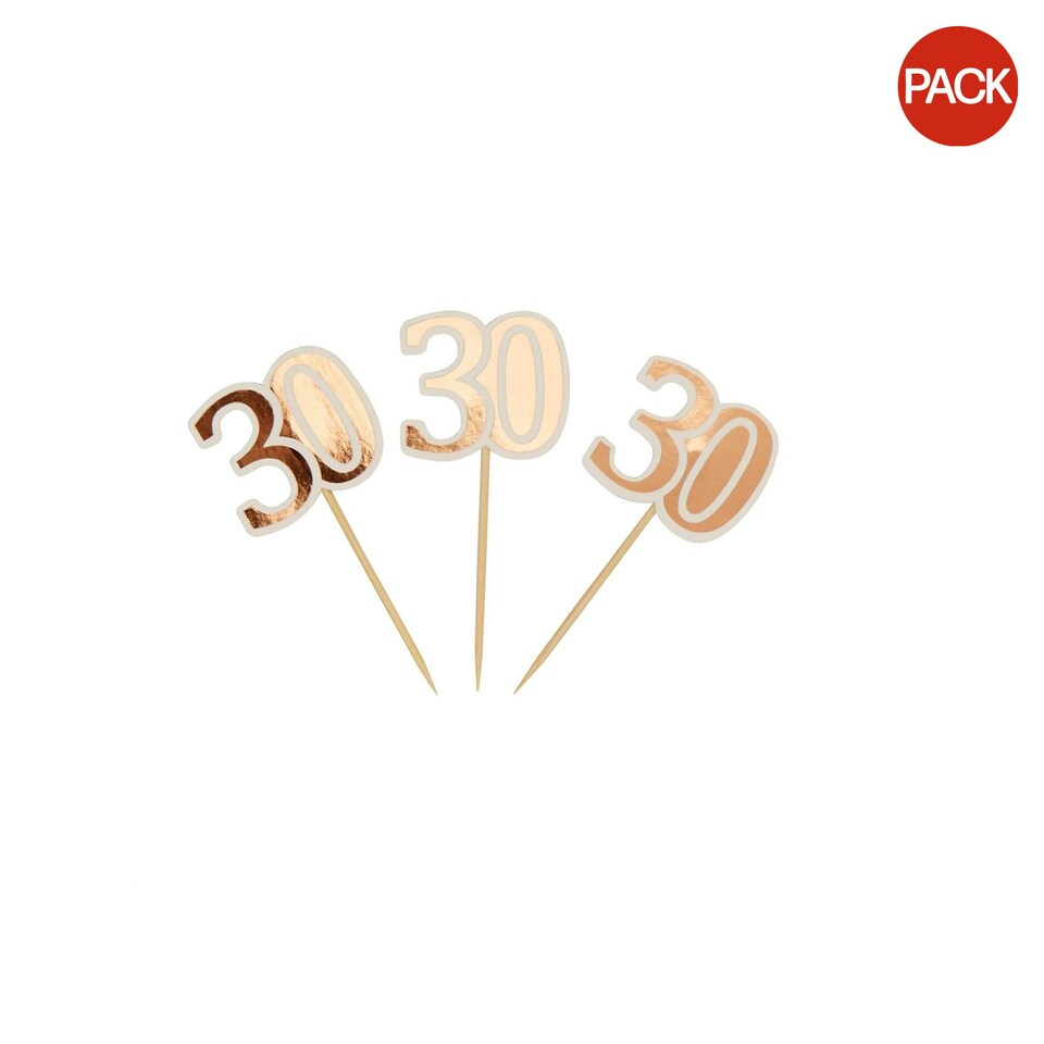 Neviti 30th Birthday Party Picks (Pack of 10) - Rose Gold - One Size