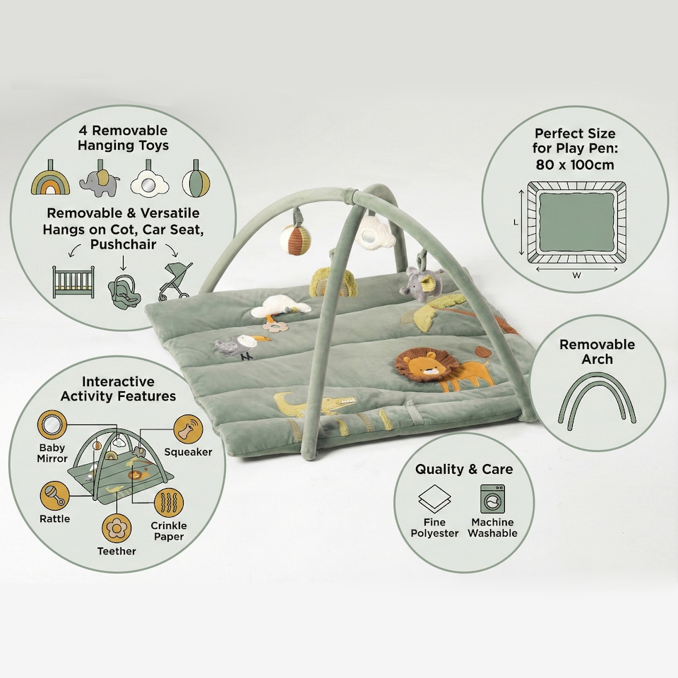 image 1 of MiniDream Baby Playmat Activity Gym and Playpen Mat - Jungle