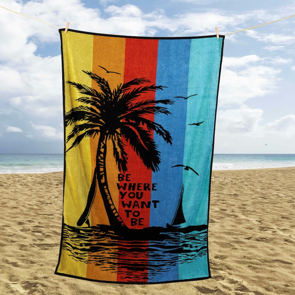 image 1 of Palm Tree Beach Towel 85x160cm Multi | One size