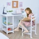 image 2 of Teamson Kids Children's Play Desk with Shelves and Chair, White