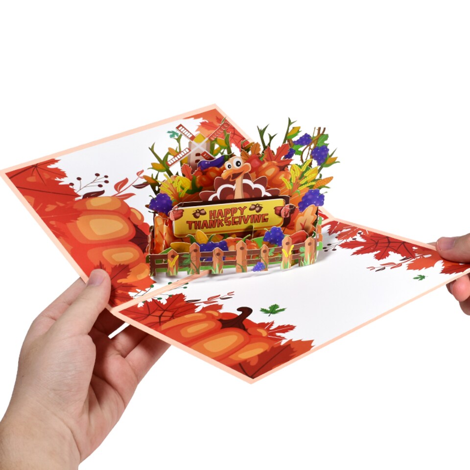 image 1 of Turkey in Farm Happy Thanksgiving 3D Pop Up Greeting Card