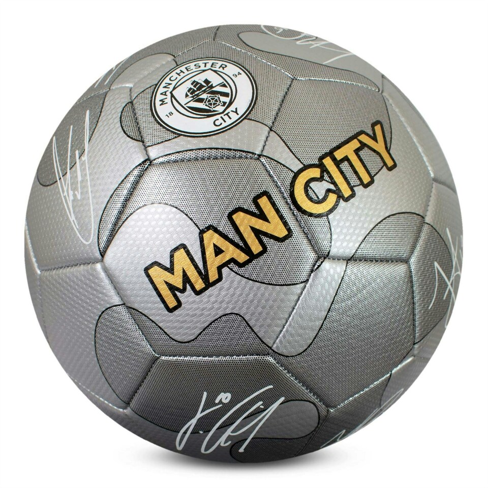 image 1 of Manchester City F.C. Offical Licensed Signature Football - Silver Camo with Matt Finish - Size 5 For Kids and Adults Silver