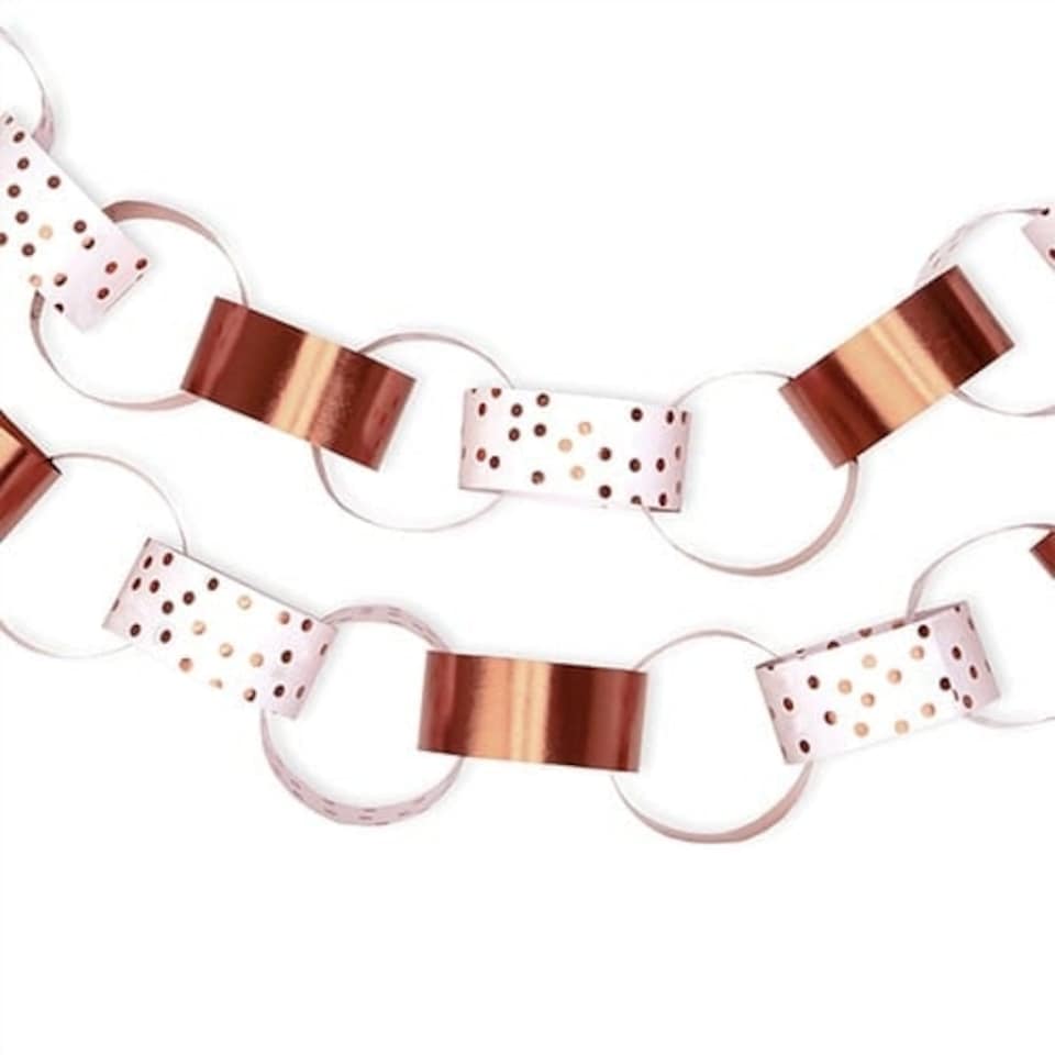 image 1 of Foil Rose Gold Dots Paper Chains Decoration - Pack of 50