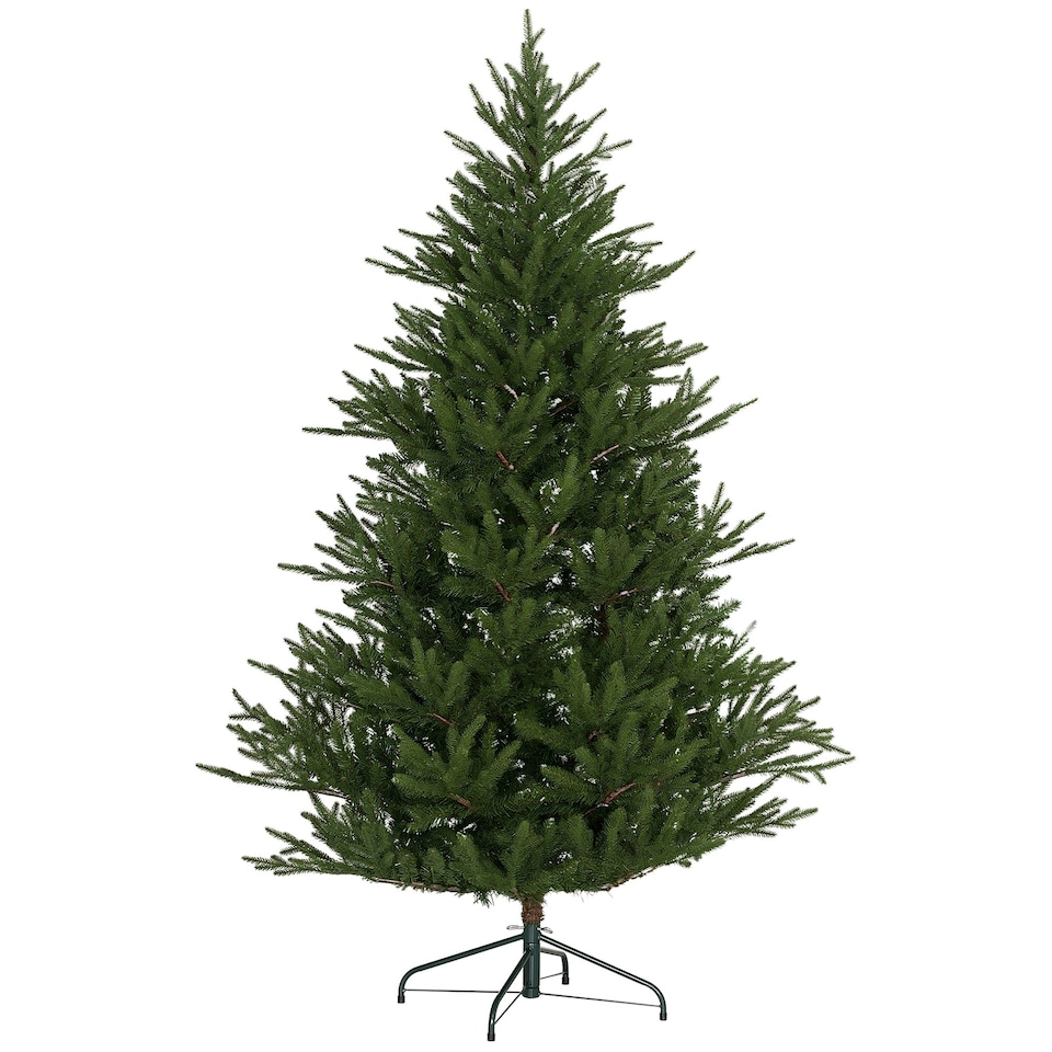 image 1 of HOMCOM 6 Foot Artificial Christmas Tree with Realistic Hinged Branches, Green