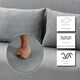 image 6 of HOMCOM Fabric Convertible 2 Seater Sofa Bed w/ 2 Pillows, Light Grey