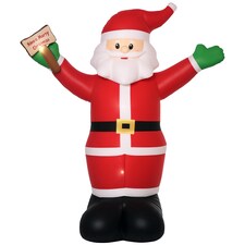 Outsunny 8ft Inflatable Christmas Santa Claus Holds Light Sign of Blessings, BlowUp Outdoor LED Yard Display for Lawn Garden Party