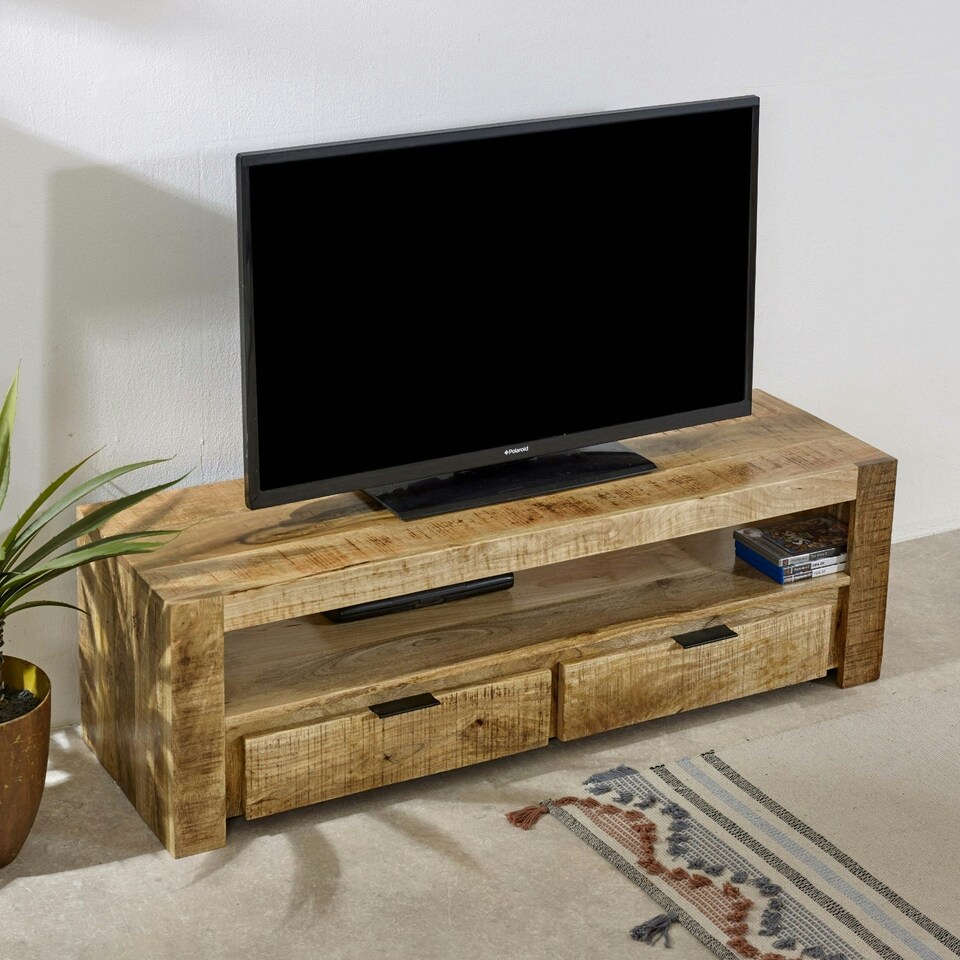 image 1 of Valor Mango Wooden Tv Stand With 2 Drawers Brown