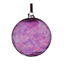 Sienna Glass Hanging Ornament 8cm Friendship Ball - Pink & Purple