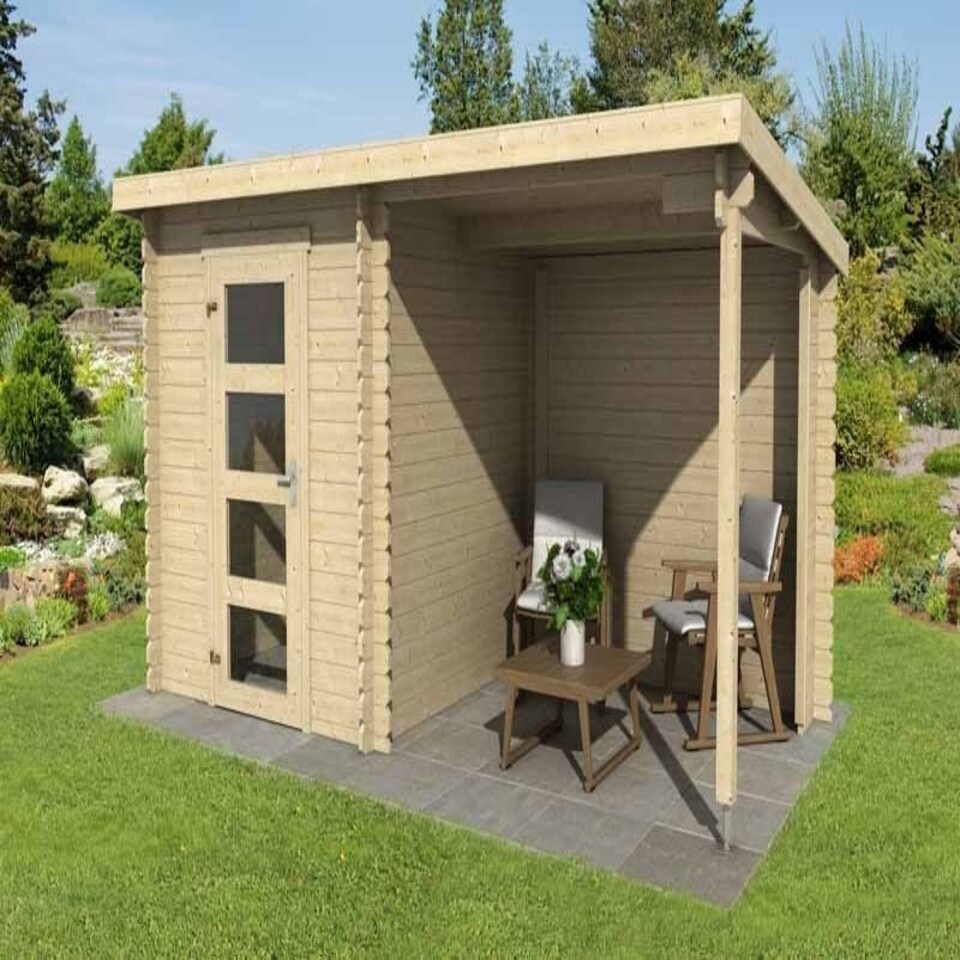image 1 of Jelle 175 Plus-Log Cabin, Wooden Garden Room, Timber Summerhouse, Home Office - L390 x W214.4 x H210.9 cm Brown