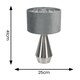 image 4 of ValueLights Jax Brushed Chrome Touch Table Lamp Grey Velvet Chrome Shade and Bulb