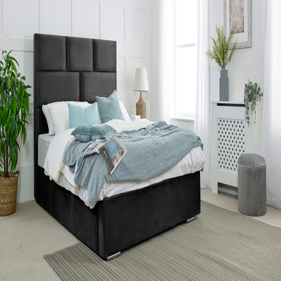 Hampton Plush Single Bed Frame - Black
