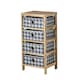 image 1 of Wooden Chest Of Storage Drawers Plaid Fabric Bedroom Organiser Coastal Style Brown | 4 Drawers