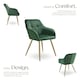 image 3 of Chair Marilyn - quilted velvet look, continuous backrest, golden steel legs - Set of 2 Green | Dark Green/Gold