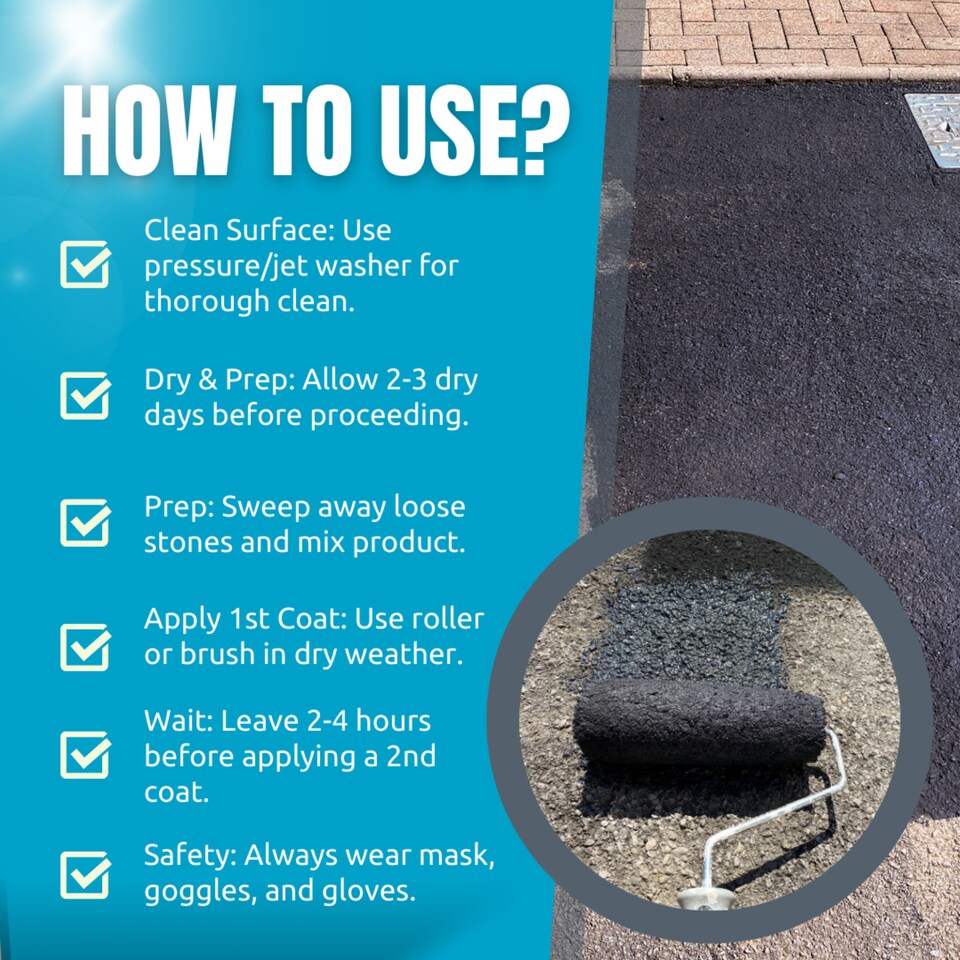 image 1 of Tarmaseal Tarmac Restorer (Black) Tarmac Paint, Tarmac Sealer, Restore Lost Colour for Tarmac Driveway, 3-5 Year Protection, 5L