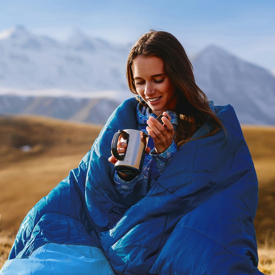 image 1 of Premium Waterproof Lightweight Sleeping Bag - Blue - 3-4 Seasons