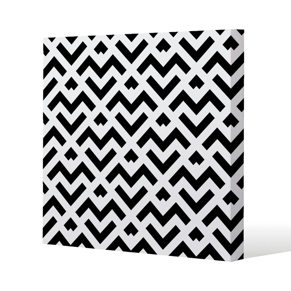 image 1 of Black & White Geometric (Canvas Print) 61 x 61 x 4cm