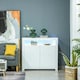 image 2 of HOMCOM Modern High Gloss RGB LED Cabinet Cupboard Sideboard Console White