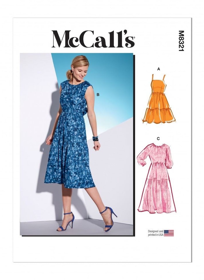 image 1 of McCall's 8321 Paper Sewing Pattern – Women’s Dress, UK Sizes 16–18–20–22–24, Intermediate