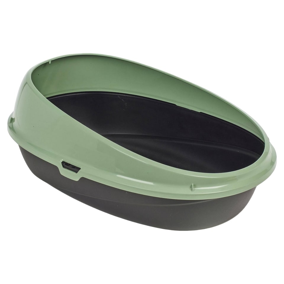 image 1 of Oval Cat Litter Tray Box with Rim | Green | 1