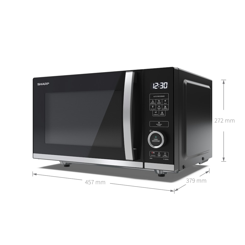 image 1 of SHARP YC-QS204AU-B 20 Litre 800W Semi-Digital Flatbed Solo Microwave Oven