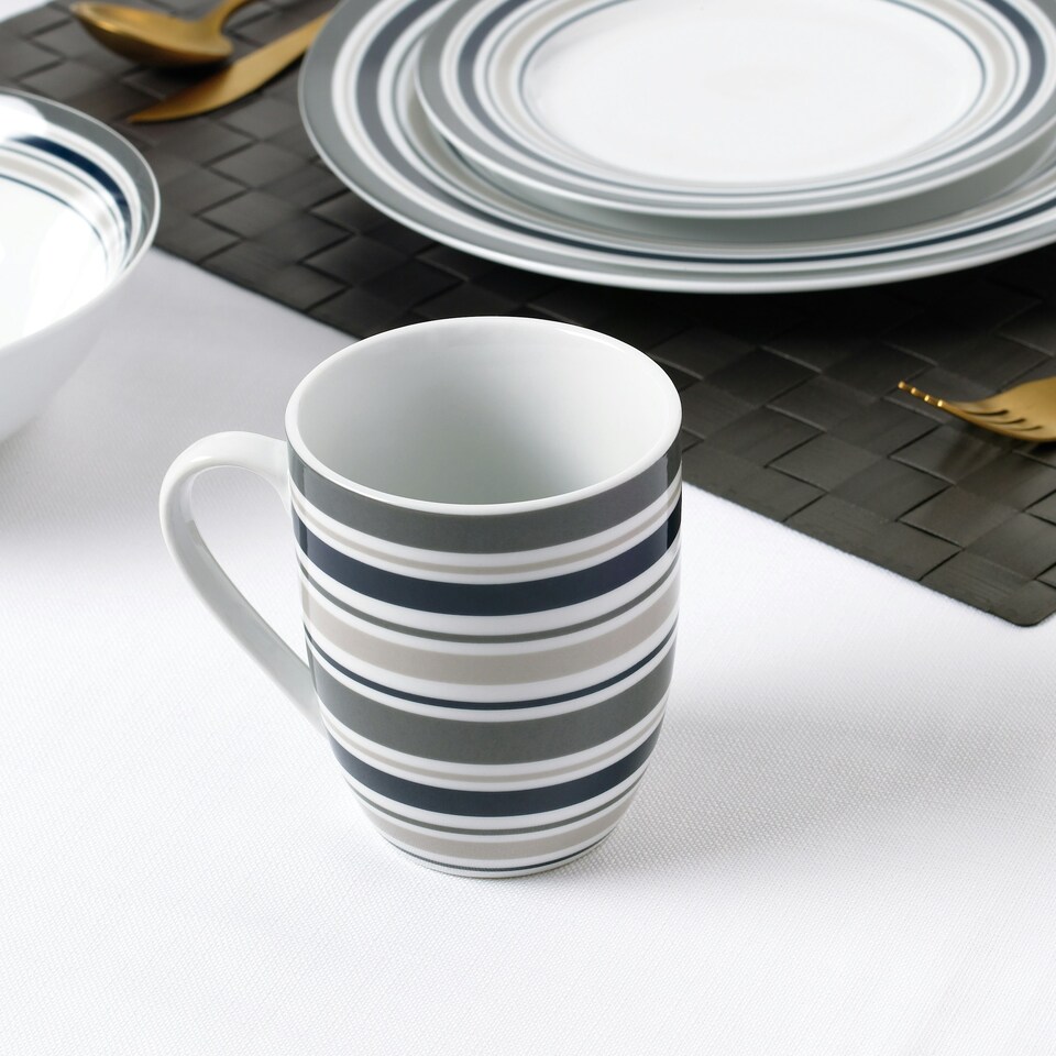 image 1 of 24pc Brompton Grey Stripe Dinner Set