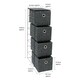 image 5 of JVL Shadow 4 Drawer Narrow Fabric Storage Tower, Grey Grey