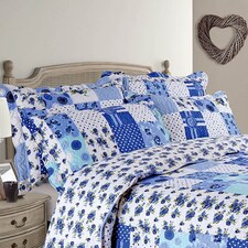 Velosso Stitch Trail Cotton Blend Quilted Bedspread Set Blue | Blue | Double