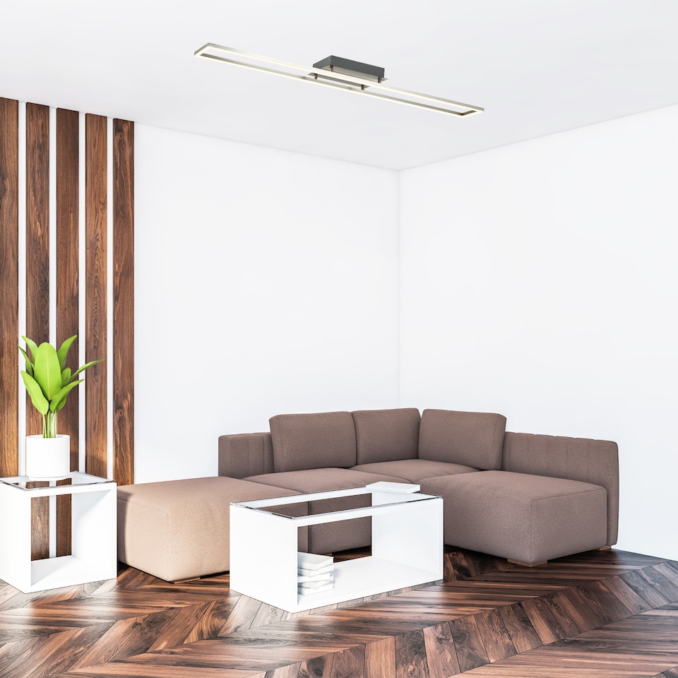 image 1 of Brushed Nickel LED Ceiling Strip Light Fitting - Ideal for Kitchens | Silver