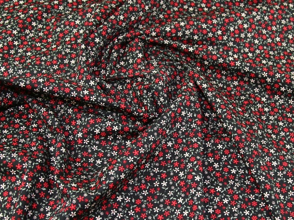 Rose and Hubble Black & Red 100% Cotton Poplin Dressmaking Fabric, 112.5cm / 44" Wide - per metre