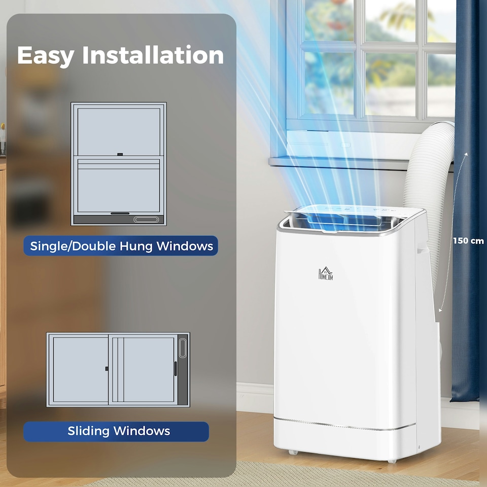 image 1 of HOMCOM 14000 BTU Portable Air Conditioner Unit with Heater, WiFi Smart App