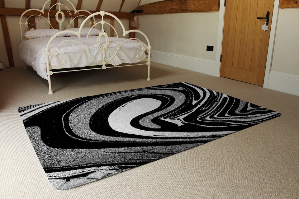 image 1 of Black Marbled Paint Rug | Multi