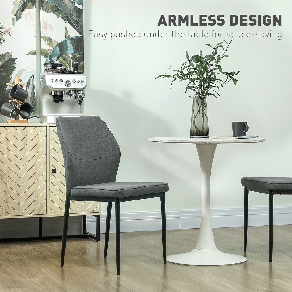 image 1 of HOMCOM Set of 2 Dining Chairs with Curved Back Padded Seat for Kitchen | Grey