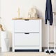 image 2 of HOMCOM 12-Shoe Storage Cabinet 4 Shelves 2 Drawers Tabletop 4 Legs Modern White
