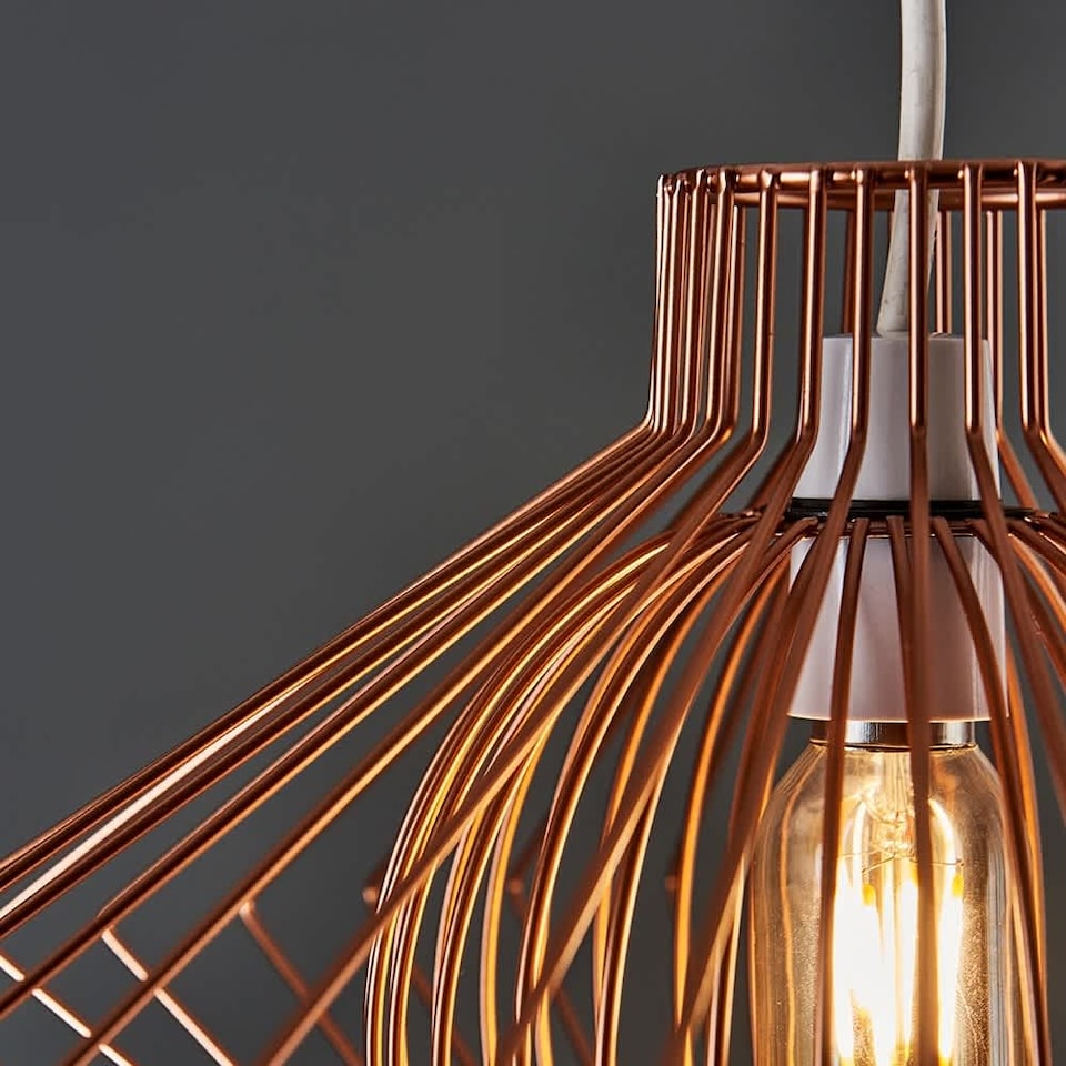 image 1 of ValueLights Disperse Geometric Design Copper Wire Basket Cage Ceiling Pendant Light Shade