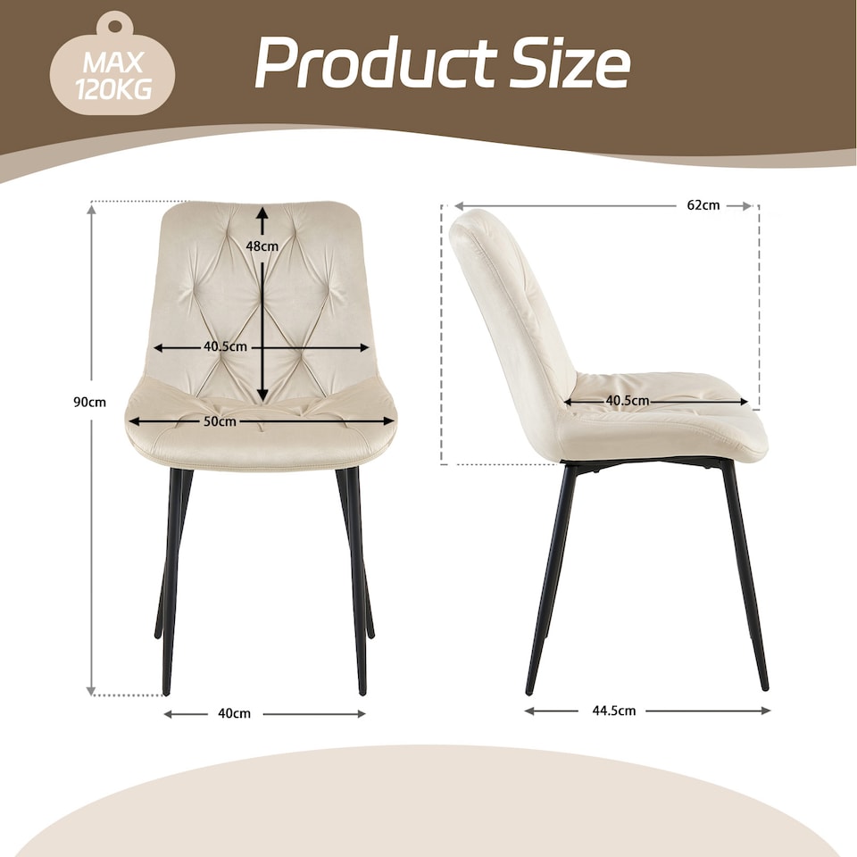 image 1 of SONARA Modern Set of 2 Velvet Dining Chairs with Ergonomic Upholstered Seat | White