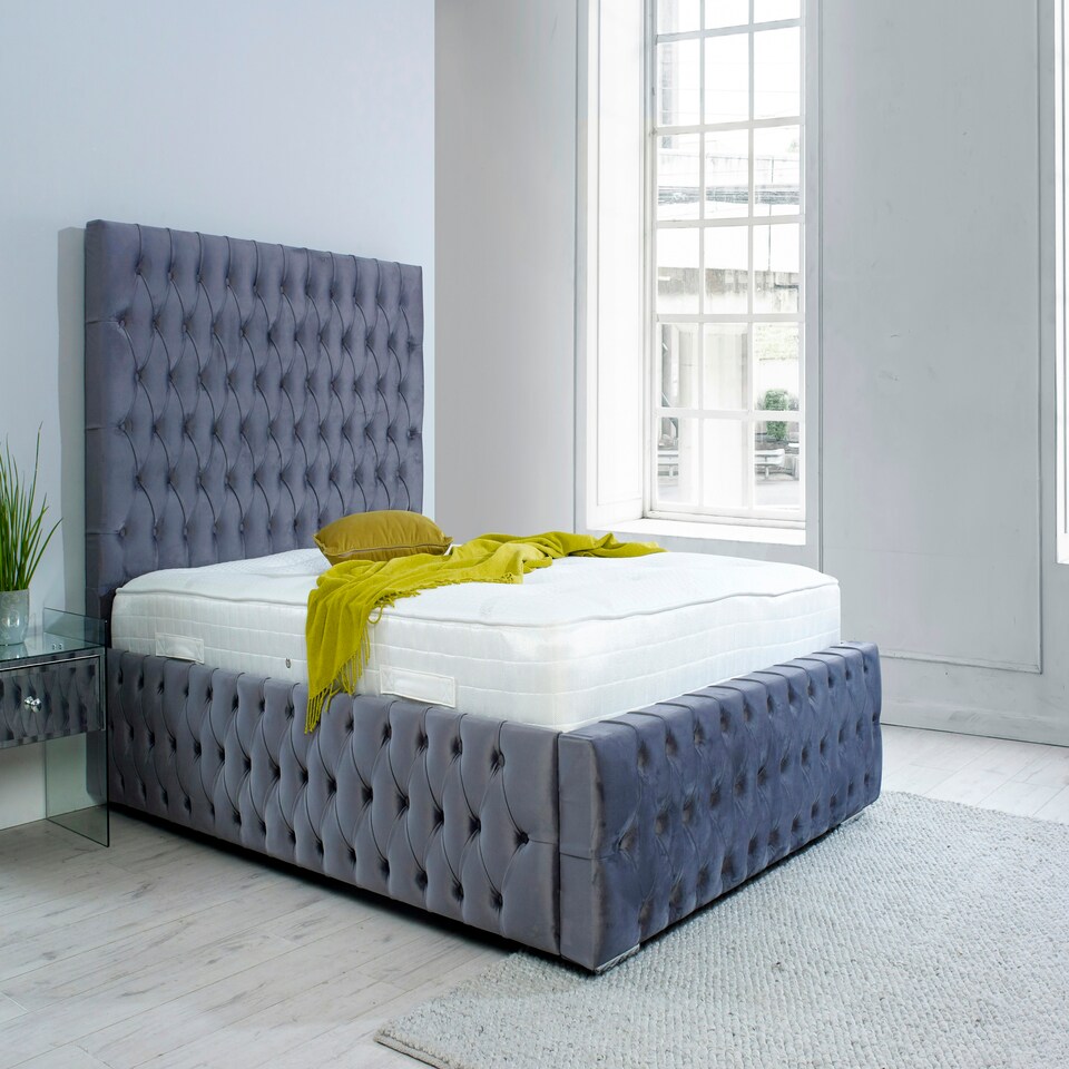 image 1 of Orella Plush King Bed Frame - Steel