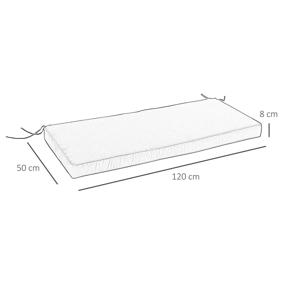 image 1 of Outsunny Garden Bench Cushion 2 Seater Seat Pad Indoor& Outdoor Use Black 