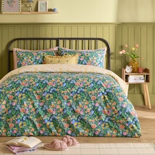 Furn Emerie Floral Reversible Duvet Cover Set | Blue | Navy