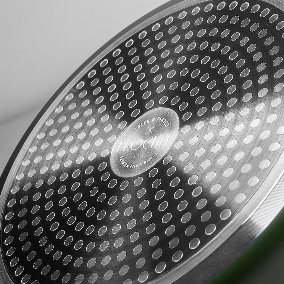 image 1 of Prochef 28cm Green Ceramic-Coated Aluminium Wok | Green | Olive Green | 28 cm