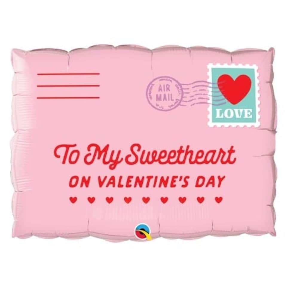 image 1 of Addressed To My Sweetheart Valentines Helium Foil Giant Qualatex Balloon 76cm / 30 in