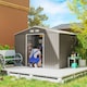 image 2 of Outsunny 9 x 6FT Galvanised Garden Storage Shed with Sliding Door, Brown