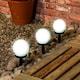image 1 of ValueLights 3 Pack Solar Powered Outdoor Frosted Globe Spike Lights Garden Stake Lamp
